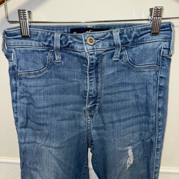 Women's Hollister Juniors 3 R Blue High-Rise Distressed Jeggings 26 W 28 L - Picture 6 of 10